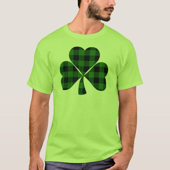 St. Patrick’s day, Irish green plaid shamrock T-Sh T-Shirt (Front)