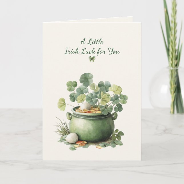 St. Patrick’s Day Irish Luck Clover Greeting Card (Front)