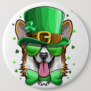 St Patrick’s Day Leprechaun Pembroke Welsh Corgi C 6 Cm Round Badge