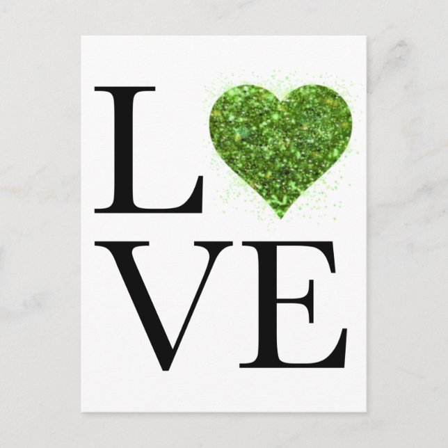 St. Patrick’s day | Love | green glittering heart Postcard (Front)