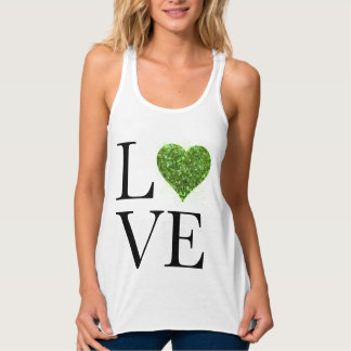 St. Patrick’s day | Love | green glittering heart Singlet