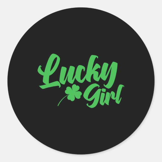 St. Patrick`s Day Lucky Girl  Classic Round Sticker (Front)