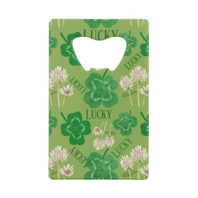 St Patrick’s Day lucky green Clover bottle opener (Front)