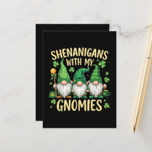 St Patrick’s Day Lucky Shamrock Gnome  Announcement Postcard