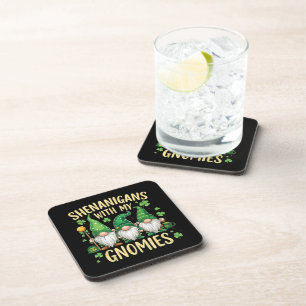 St Patrick’s Day Lucky Shamrock Gnome  Coaster