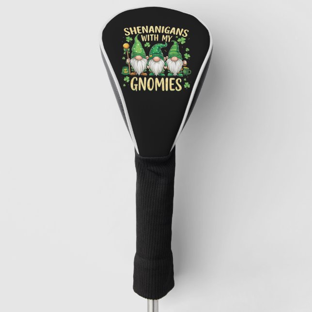 St Patrick’s Day Lucky Shamrock Gnome  Golf Head Cover (Front)