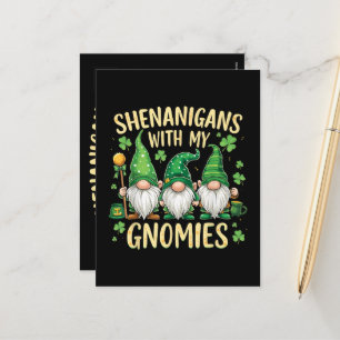 St Patrick’s Day Lucky Shamrock Gnome  Holiday Postcard
