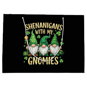 St Patrick’s Day Lucky Shamrock Gnome Large Gift Bag