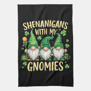 St Patrick’s Day Lucky Shamrock Gnome  Tea Towel