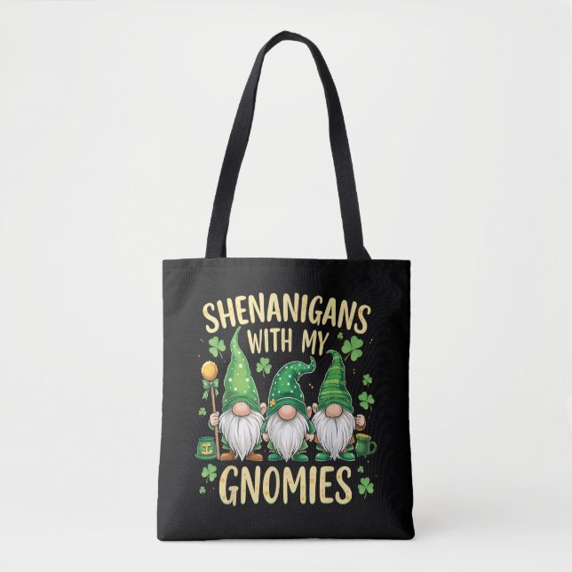 St Patrick’s Day Lucky Shamrock Gnome  Tote Bag (Front)