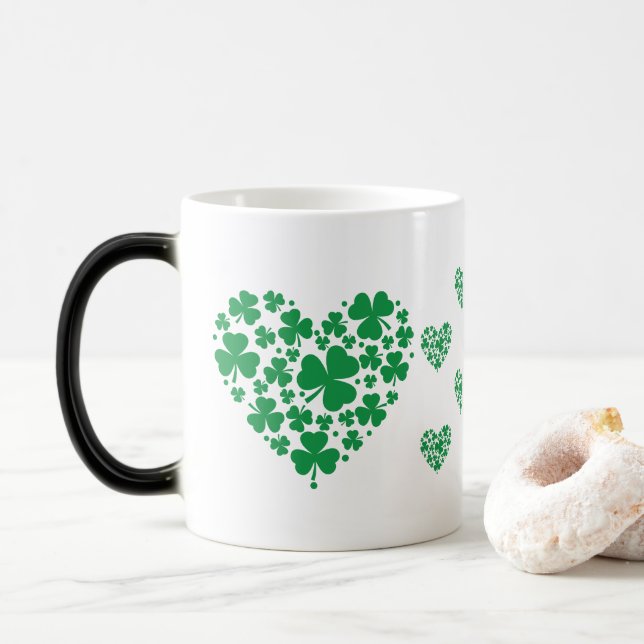 St. Patrick’s Day Mug – Lucky Shamrock Heart Coffe (With Donut)