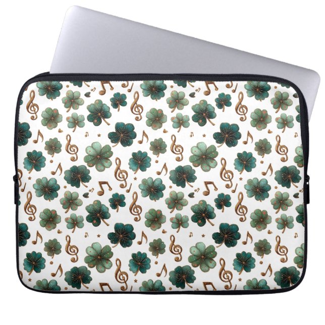 St. Patrick’s Day Musical Shamrock Laptop Sleeve (Front)