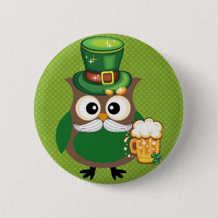 St. Patrick’s Day Owl 6 Cm Round Badge