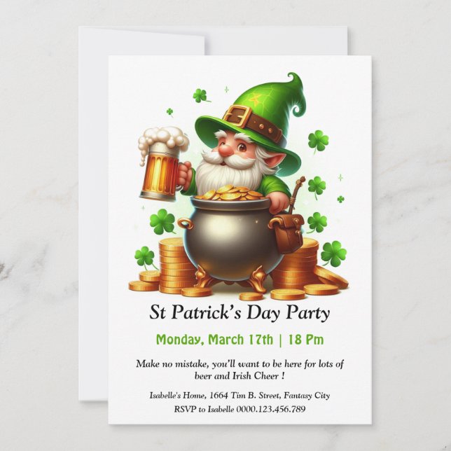 St. Patrick’s Day Party Invitation – Lots of Beer  (Front)