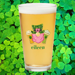 St. Patrick’s Day Pink Leprechaun Beer Custom Glass