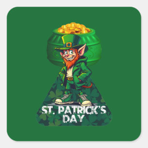 St Patrick’s Day Pot of Gold - Autocolante Square Sticker