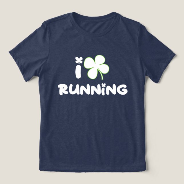 St. Patrick’s Day Running Design Shamrock Marathon Tri-Blend Shirt (Design Front)