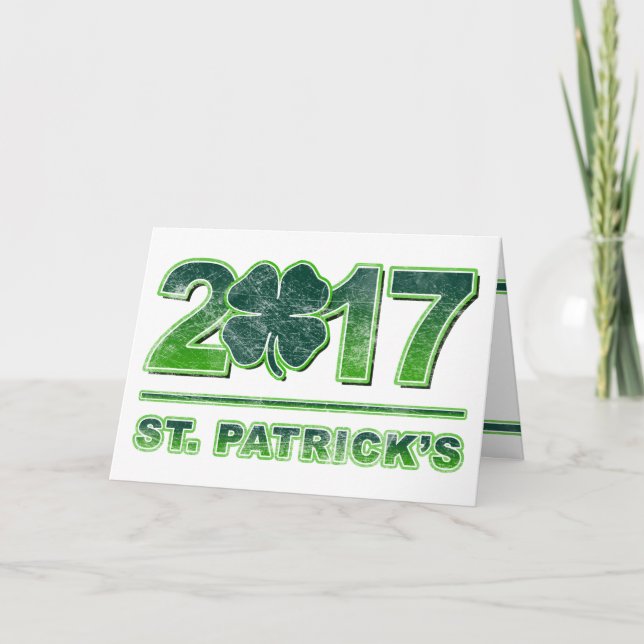 St. Patrick’s Day Shamrock 2017 Greeting Card (Front)