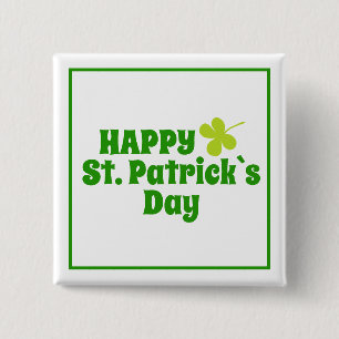 St Patrick`s day Shamrock Green 15 Cm Square Badge