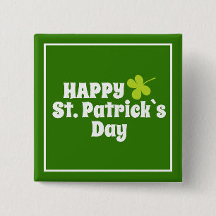 St Patrick`s day Shamrock Green 15 Cm Square Badge