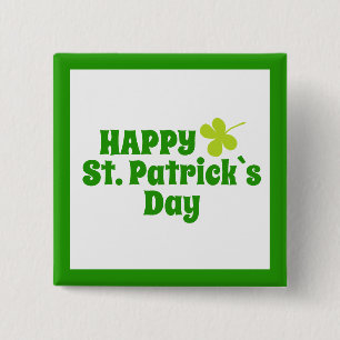St Patrick`s day Shamrock Green 15 Cm Square Badge