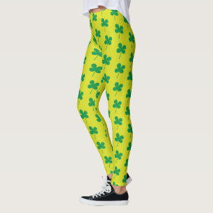 St Patrick`s Day Shamrock Green Pattern Leggings