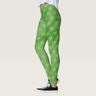 St Patrick`s Day Shamrock Green Pattern Leggings