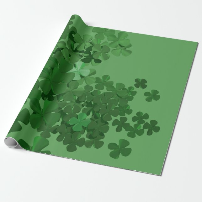 St. Patrick’s Day Shamrock Wrapping Paper (Unrolled)