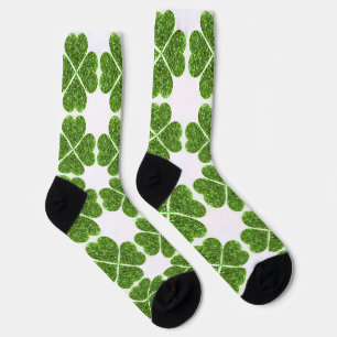 St. Patrick’s day sparkle glitter green shamrocks Socks