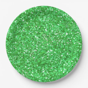 St. Patrick’s day sparkle glitter Kelly green Paper Plate