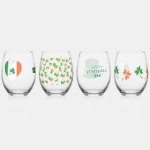 St Patrick’s Day Stemless Wine Glass