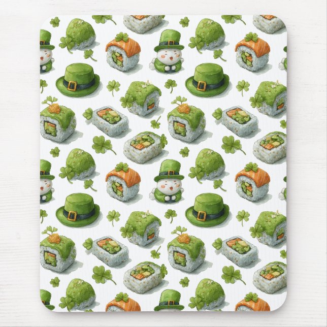 St. Patrick’s Day Sushi Rolls & Shamrock Mouse Pad (Front)