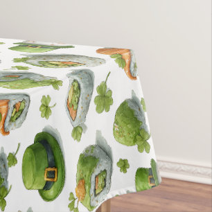 St. Patrick’s Day Sushi Rolls & Shamrock Tablecloth
