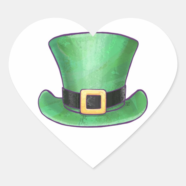 St Patrick’s Day Top hat Heart Sticker (Front)