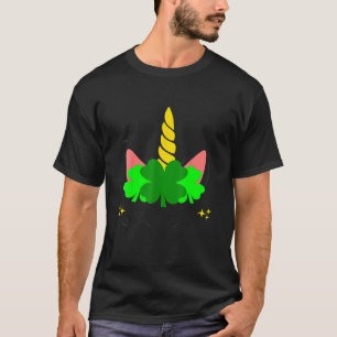 St Patrick S Day Unicorn Face Happy St Patrick S D T-Shirt