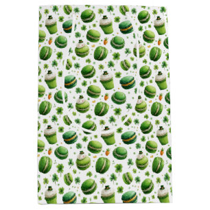 St. Patrick’s Day Watercolor Macaron & Shamrock  Medium Gift Bag