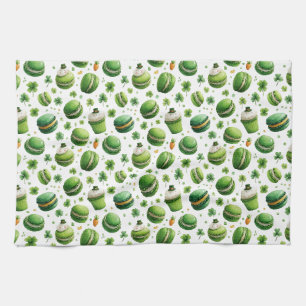 St. Patrick’s Day Watercolor Macaron & Shamrock Tea Towel