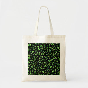 St. Patrick’s Day Watercolor Shamrock on black Tote Bag