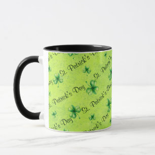 St. Patrick’s Day Watercolor Shamrock on green Mug