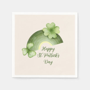 St. Patrick’s Day – Watercolor Shamrock Rainbow Napkin