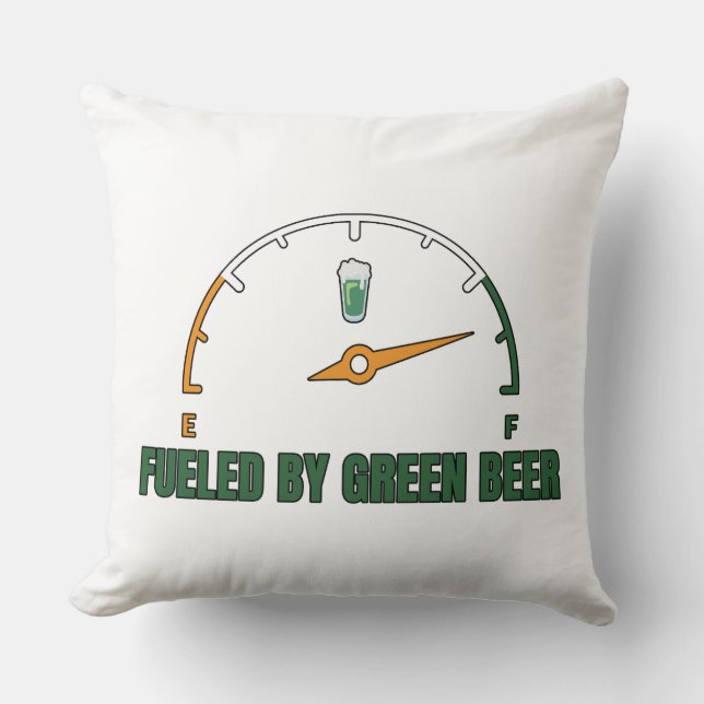 St Patrick’s Fuelled by Green Beer Cushion (Front)