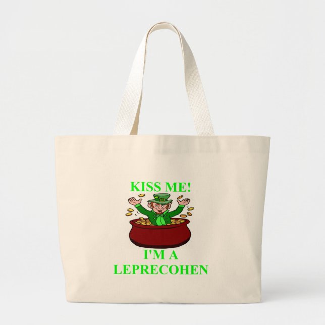 st patrick;'sday irish jewish design large tote bag (Front)