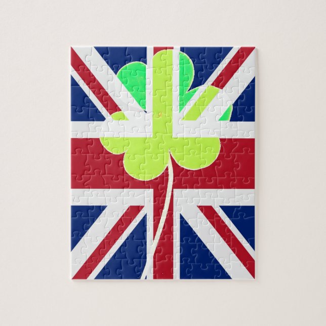 St.Patrick Shamrock Clover UK Flag Ireland Jigsaw Puzzle (Vertical)