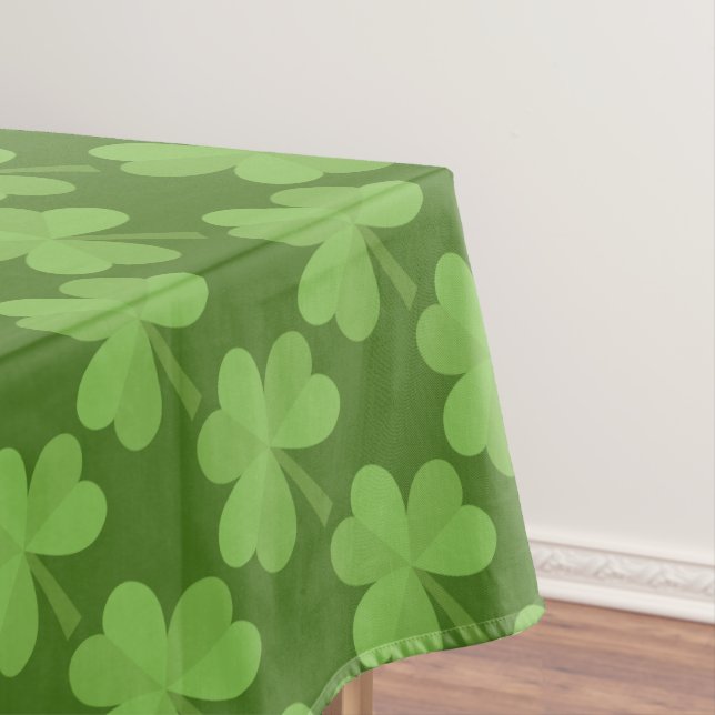St. Patrick Shamrock Clovers Green Pattern Ireland Tablecloth (In Situ)