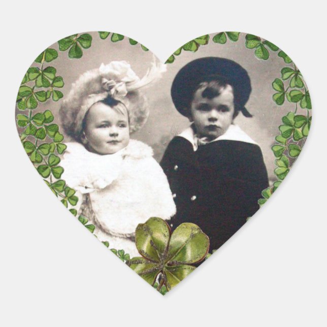ST.PATRICK SHAMROCK HEART WEDDING PHOTO TEMPLATE STICKER (Front)
