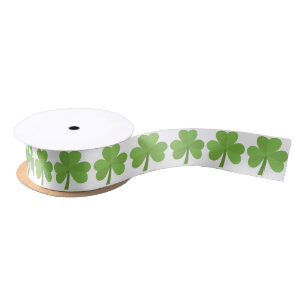 St. Patrick Shamrock Irish Ireland Clover Pattern Satin Ribbon