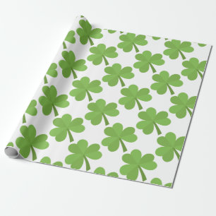 St. Patrick Shamrock Irish Ireland Clover Pattern Wrapping Paper