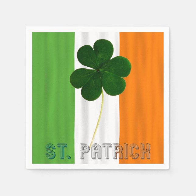 St. Patrick Shamrock Irish Ireland Typography Napkin (Front)