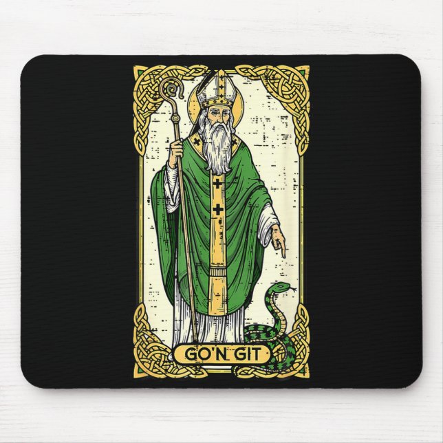 St patrick snake gon git card saint pattys men mouse pad (Front)