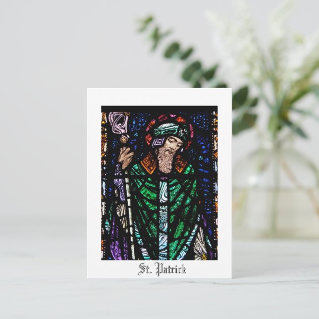 St. Patrick Stained Glass Postcard (Standing Front)